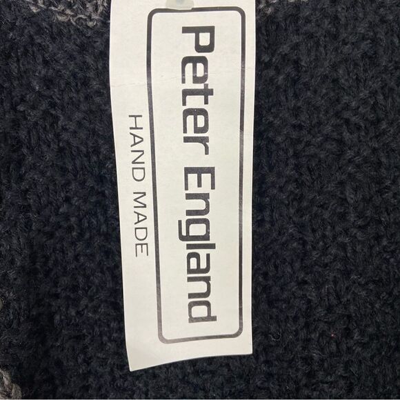 NWT Peter England Men’s Black Gray Loose Knit Sweater Funk Artsy Geometric Large - Picture 5 of 11